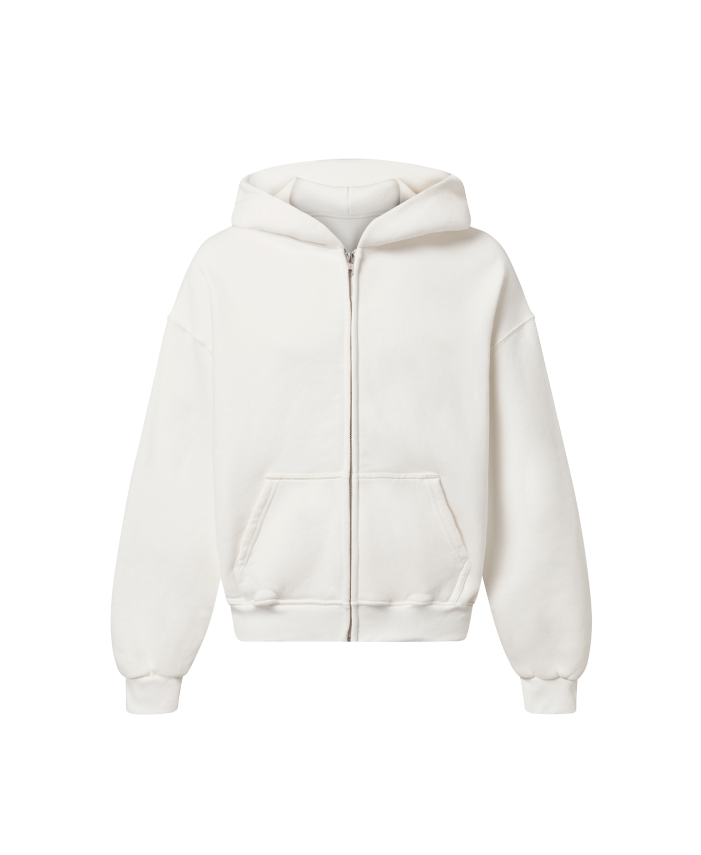 450 GSM Bone White Zipper Hoodie