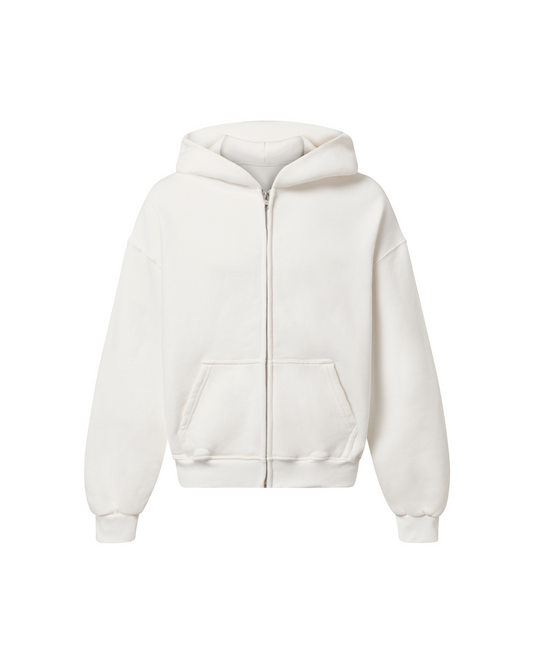 450 GSM 'Bone White' Zipper Hoodie