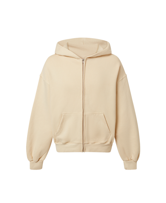 450 GSM 'Cloud Cream' Zipper Hoodie