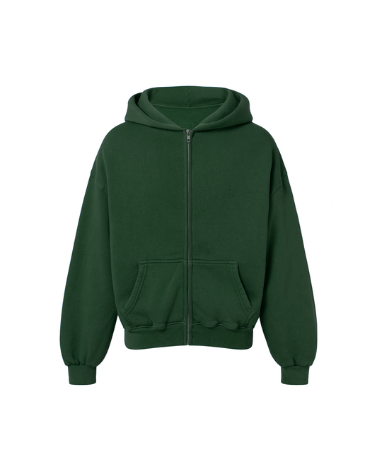 450 GSM 'Pine Green' Zipper Hoodie