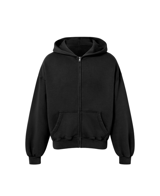 450 GSM 'Jet Black' Zipper Hoodie