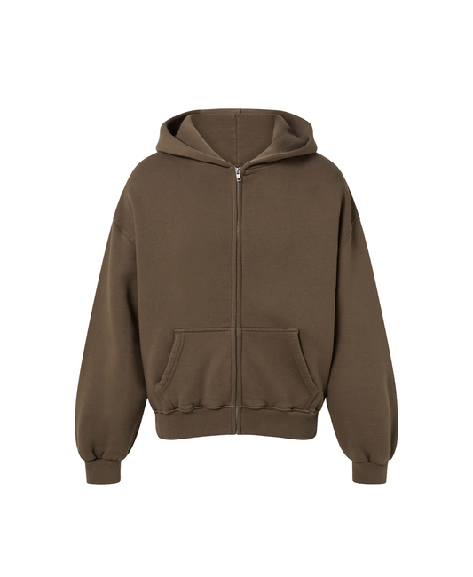 450 GSM 'Mocha Brown' Zipper Hoodie